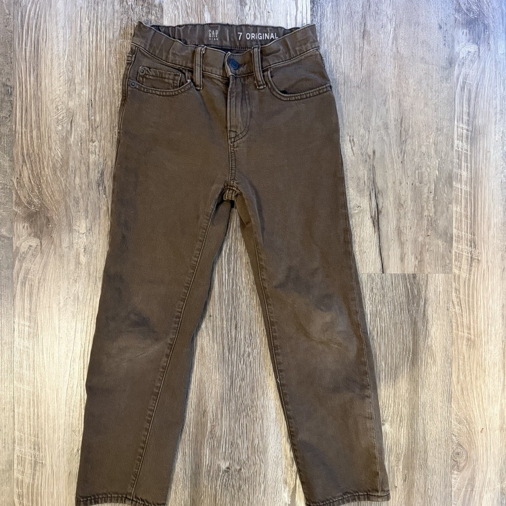 Gap Kids Original Straight Leg‎ Brown Jeans Adjustable Waist Size 7